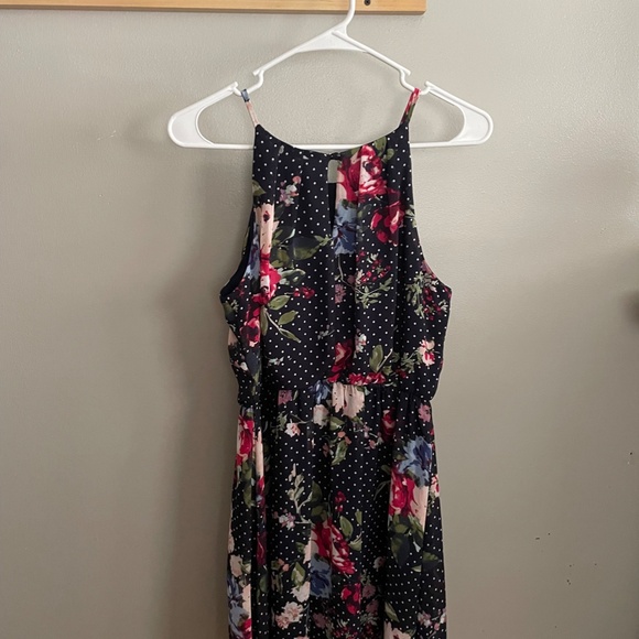 Juniors IZ Byer Size M Floral Halter Skater Dress - Picture 2 of 4
